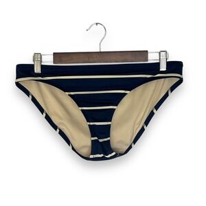 J. Crew Striped Bikini Swimsuit Bottom Navy Blue White Beach Nautical Vacation M